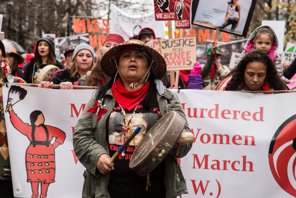 NO MORE STOLEN SISTERS! MMIW/MMIP 5 Missing Murdered Indigenous Women march 2018 4918 cropped